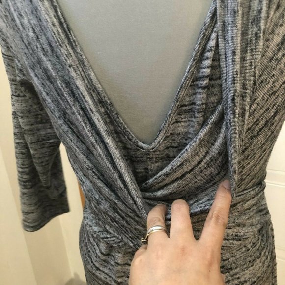 AMADI Anthropologie Lola Cross Wrap Knit Dress Light Gray Size Large - Picture 8 of 12